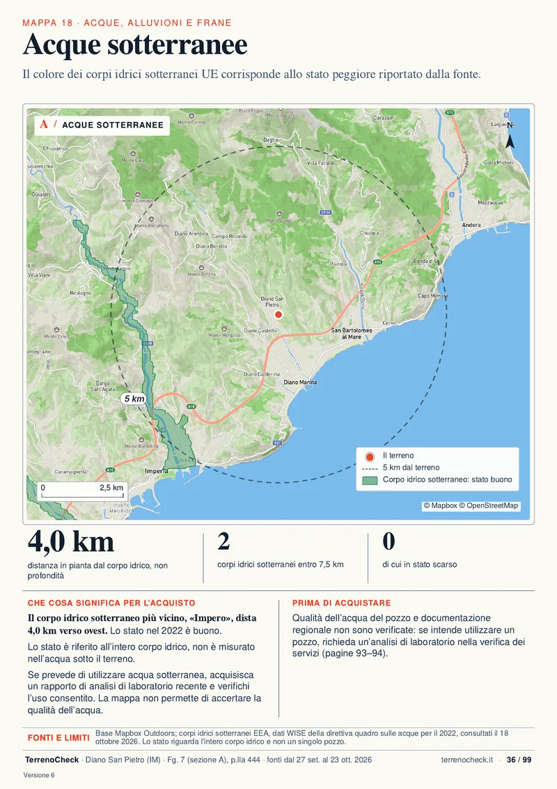 Pagina 36: corpi idrici sotterranei WISE e distanza di 4,0 km dal corpo Impero.