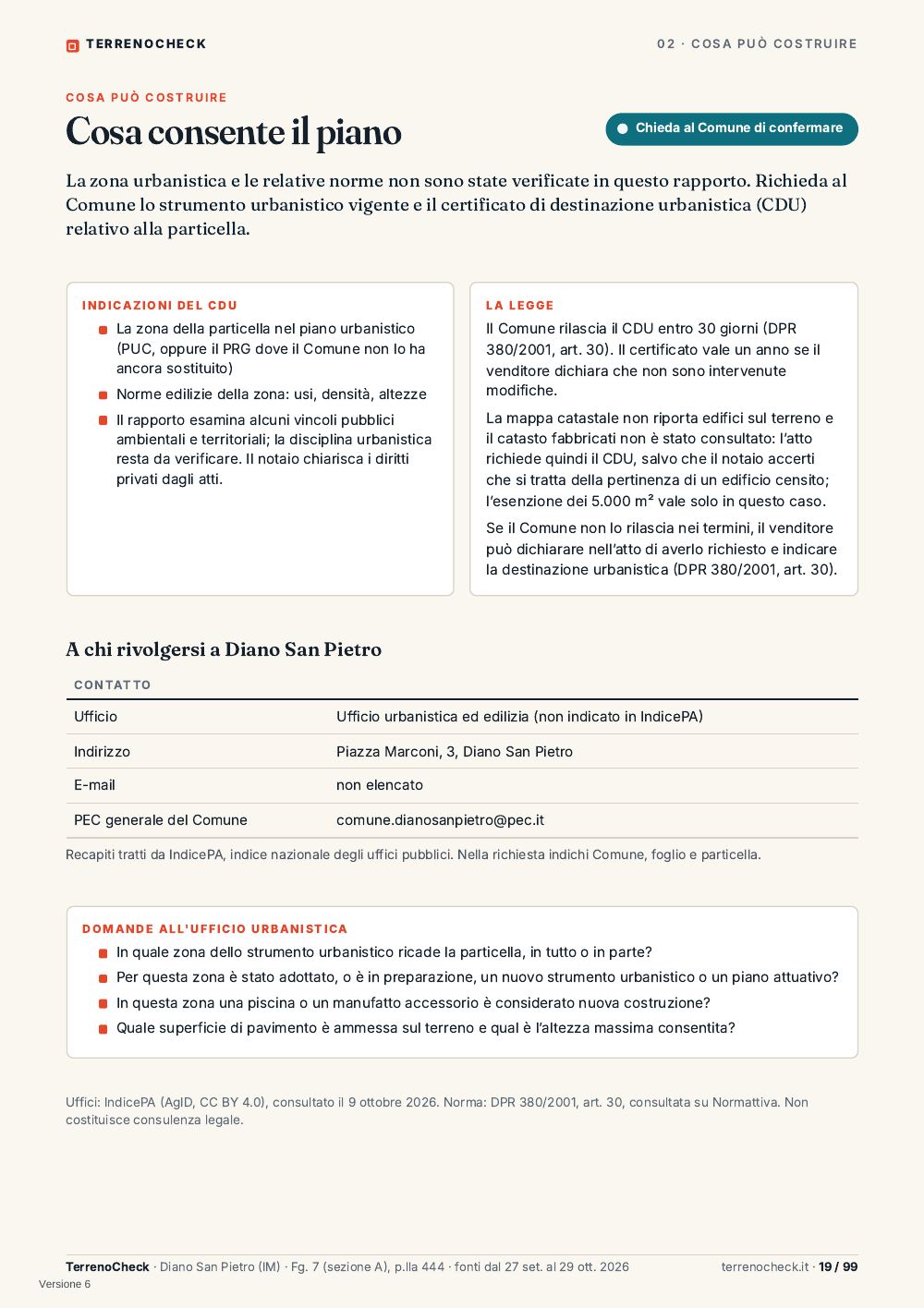 Pagina 19: Cosa consente il piano