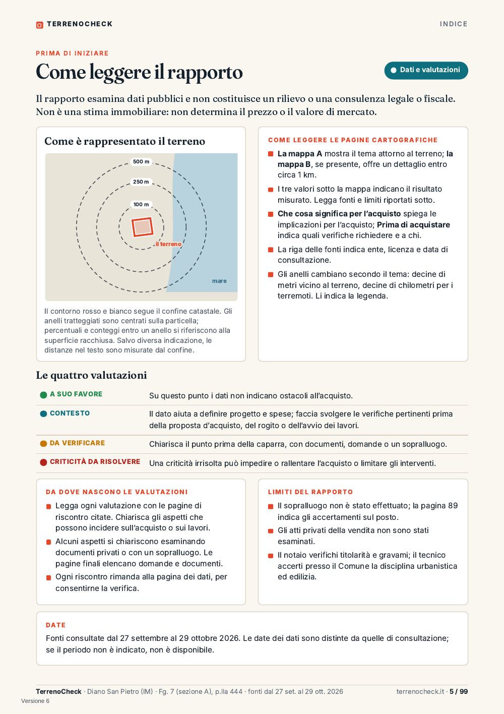 Pagina 5: Come leggere il rapporto