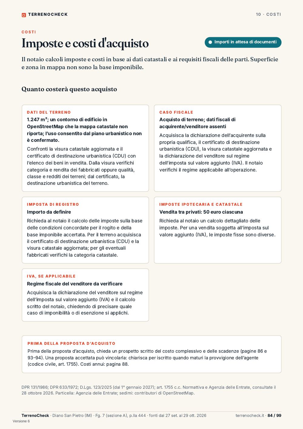 Pagina 84: Imposte e costi d'acquisto