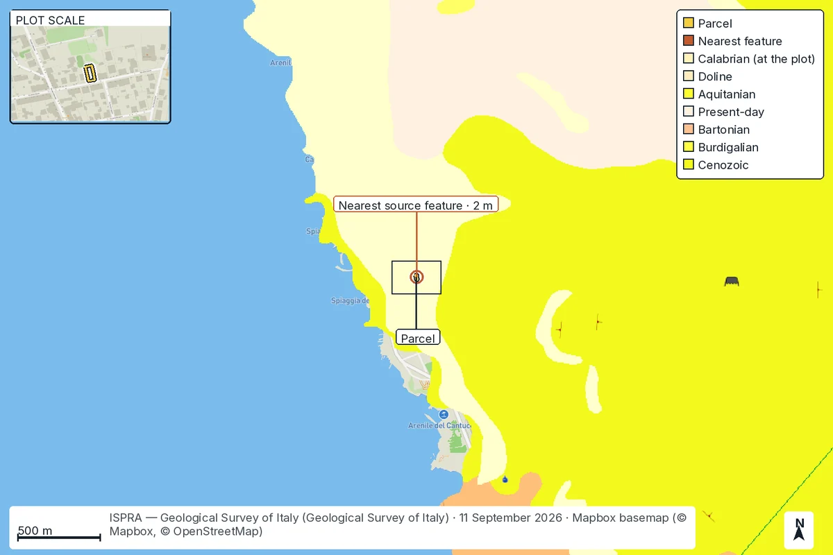 Map of Livorno: geology beneath the parcel.