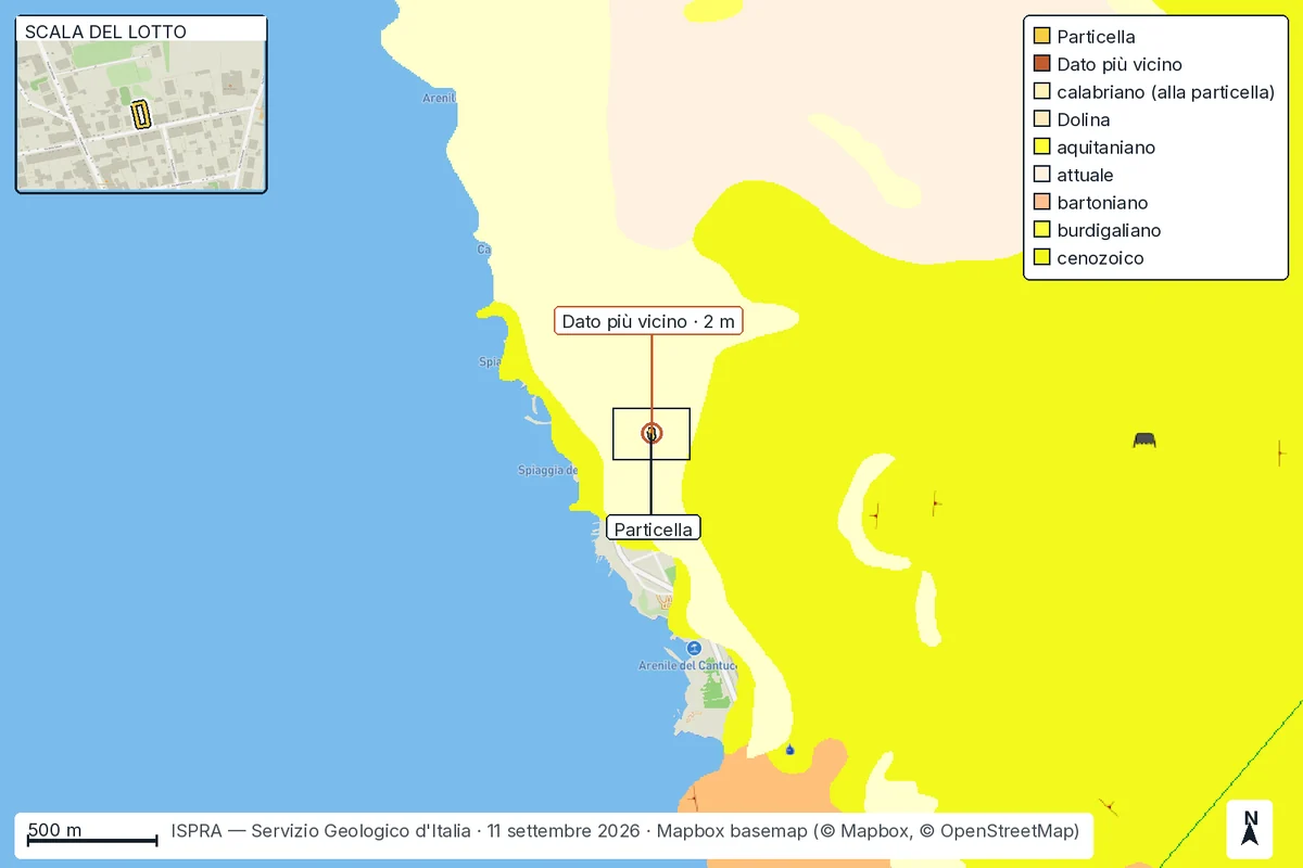 Mappa di Livorno: la geologia sotto la particella.