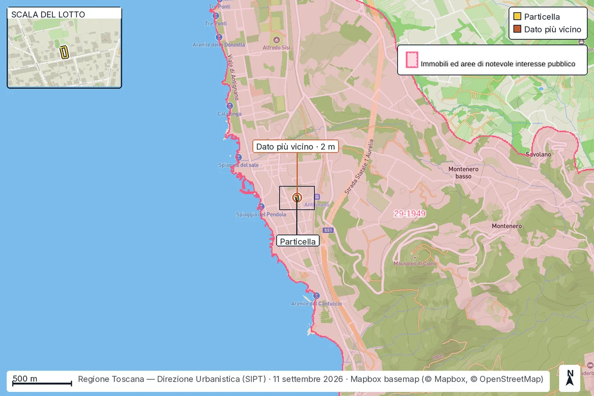 Mappa di Livorno: le tutele del paesaggio.