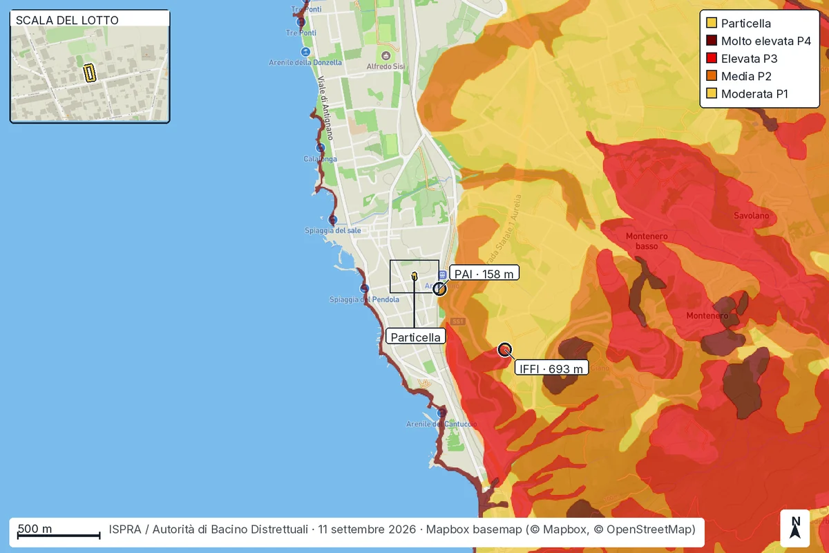 Mappa di Livorno: le aree esposte a frana.