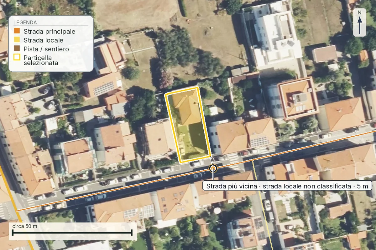 Mappa di Livorno: la strada più vicina al confine.